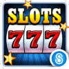 Mobile game app icon for Slots 777, featuring red 7s and a shiny slot machine design with stars.